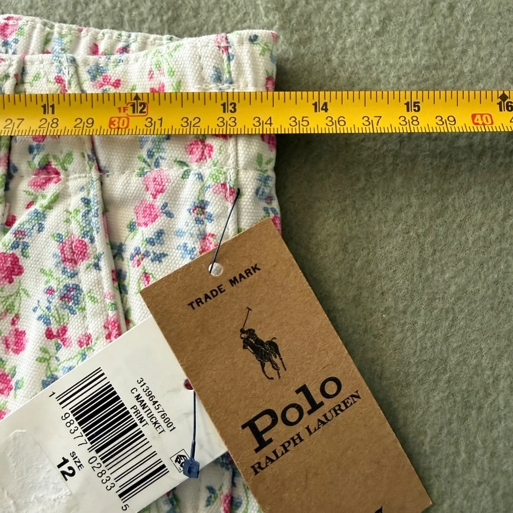 Polo Ralph Lauren Big Girls Floral Canvas Wide‎ Leg Cargo Cotton Pants Size 12